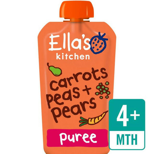 Ella's Kitchen Carrots, Peas & Pears Organic Puree Pouch, 4 mths+ 120g - McGrocer
