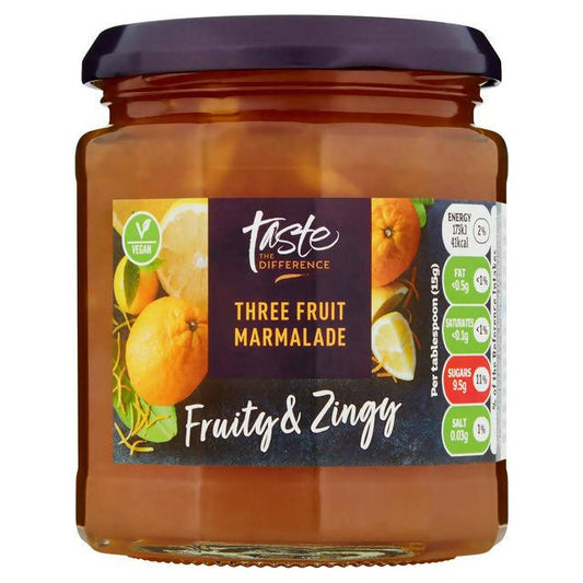 Sainsbury's Fresh Fruit Three Fruits Marmalade, Taste the Difference 340g - McGrocer