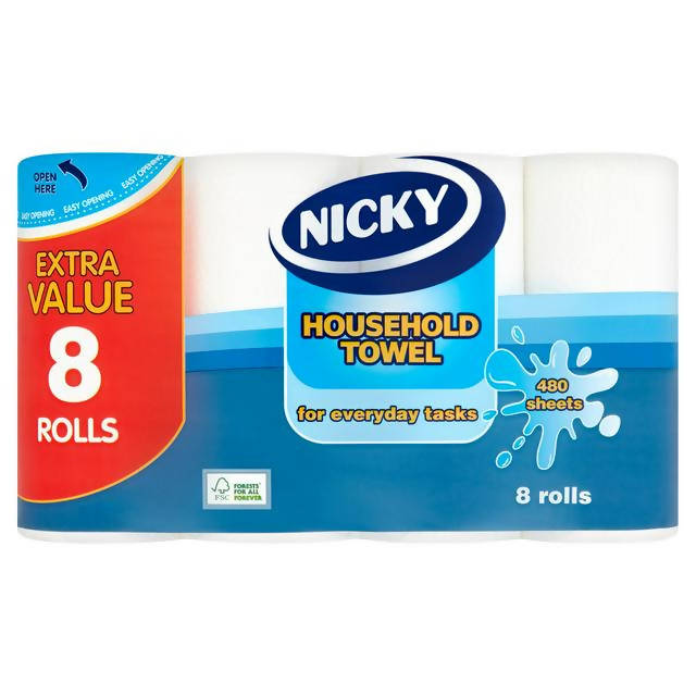 Nicky Household Towels 480 Sheets 8 Rolls