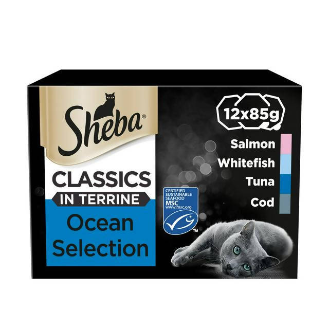 Sheba Classics Wet Cat Food Trays Ocean Collection in Terrine 12 x 85g