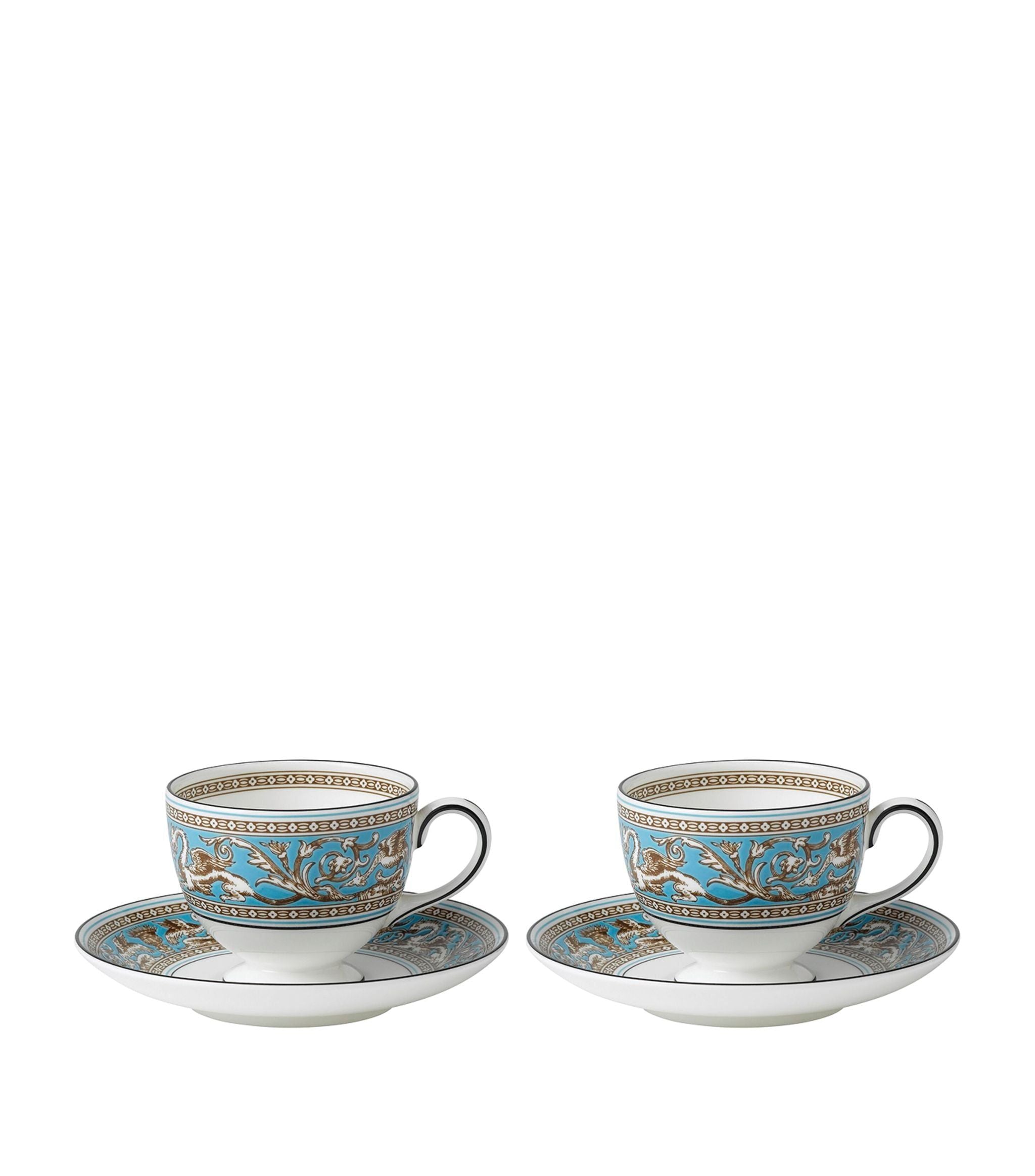 Florentine Turquoise Teacups and Saucers (Set of 2) GOODS Harrods   