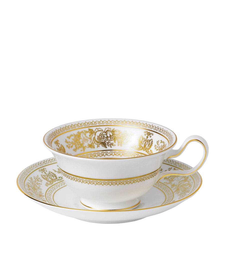 Gold Columbia Peony Cup and Saucer