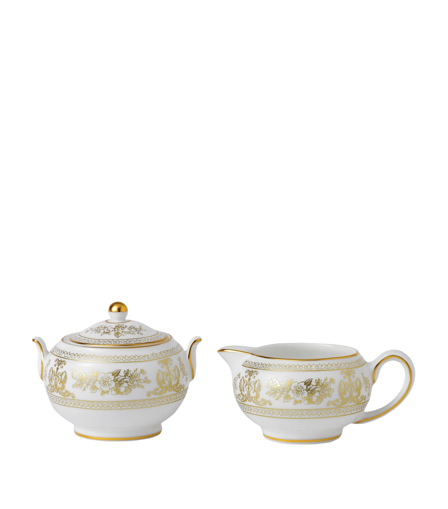 Gold Columbia Sugar Bowl and Creamer