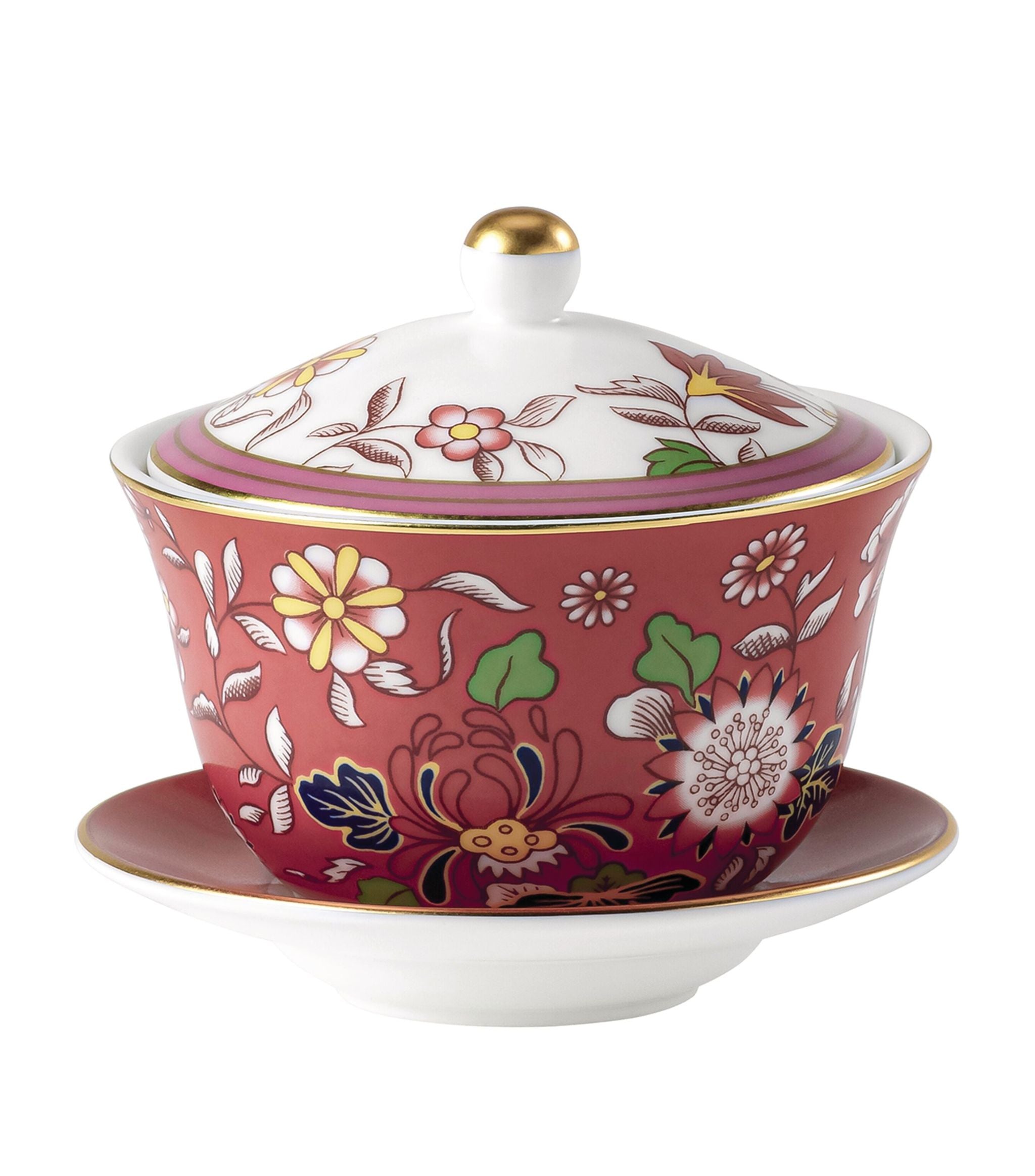 Wonderlust Crimson Jewel Lidded Bowl and Saucer (10cm) GOODS Harrods   