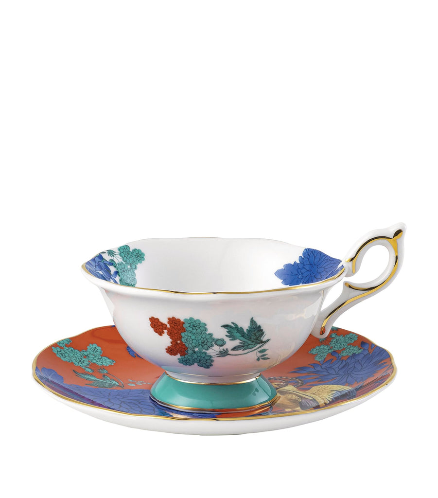 Wonderlust Golden Parrots Teacup and Saucer