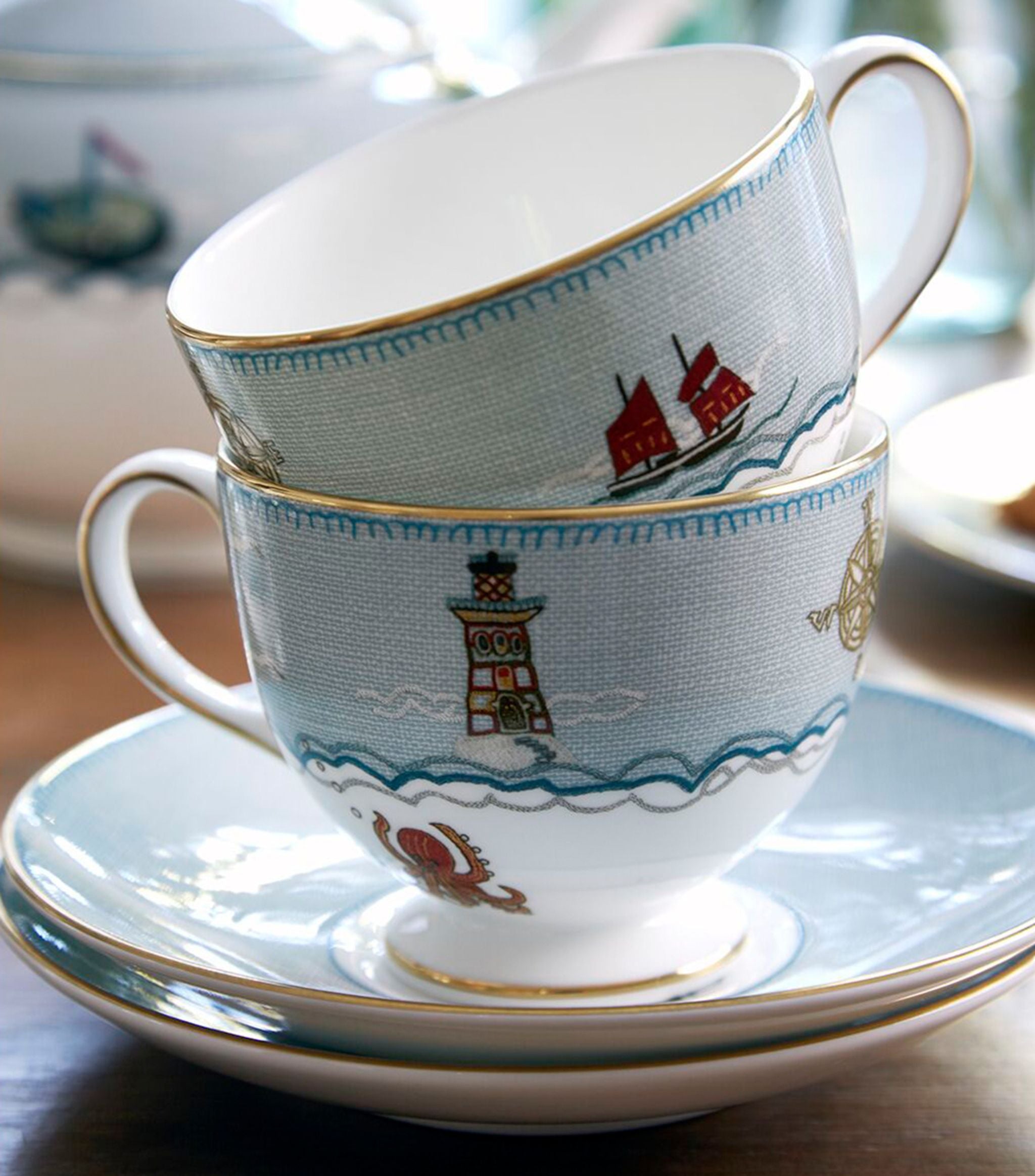 x Kit Kemp Sailor’s Farewell Teacup and Saucer GOODS Harrods   