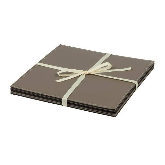 Sainsbury's Home Faux Leather Choca & Mocha Square Placemat 4Pk