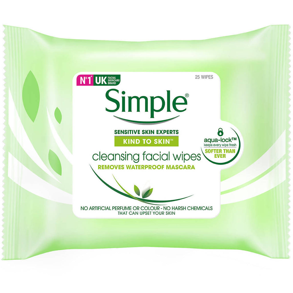 Simple Cleansing Facial Wipes, 6 x 25 Pack