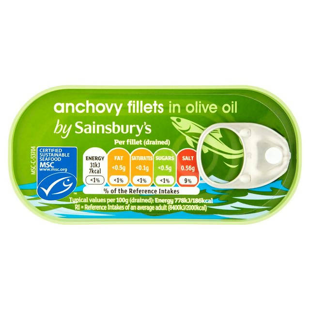 Sainsbury's Anchovy Fillets in Olive Oil 50g (30g*)