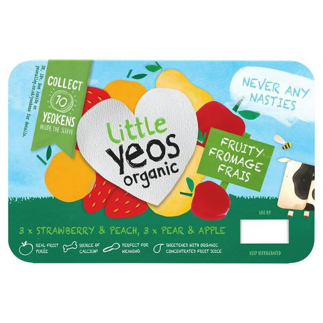 Yeo Valley Little Yeos Strawberry & Peach Apple & Pear Fromage Frais 6x45g