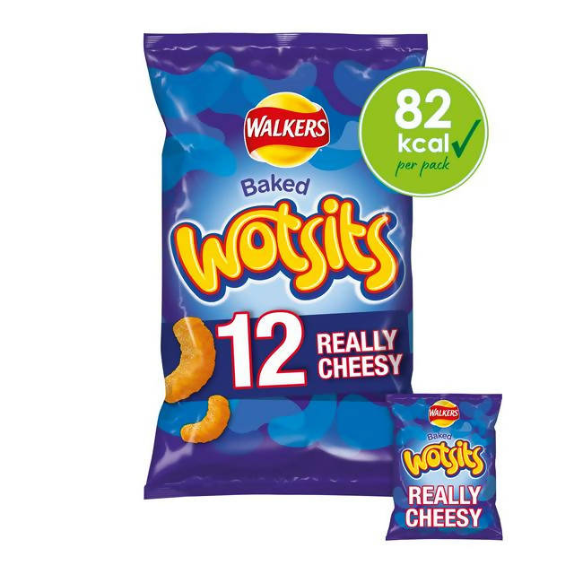 Walkers Wotsits Really Cheesy Multipack Crisps Snacks 12x16.5g 10+ packs Sainsburys   