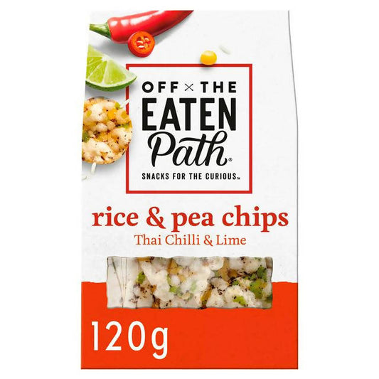 Off The Eaten Path Thai Chilli & Lime Rice & Pea Chips 120g Sharing crisps Sainsburys   