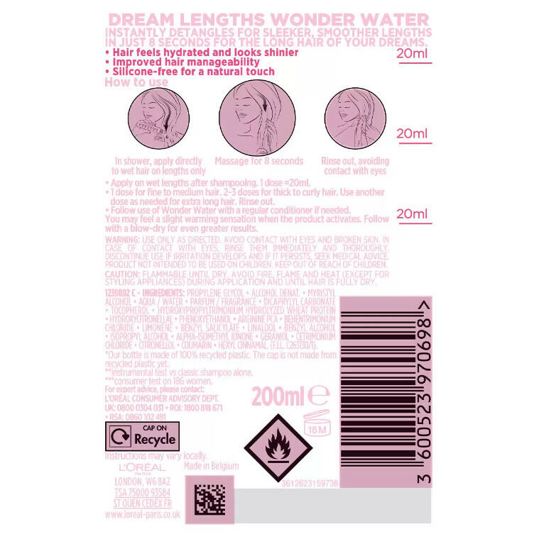 L'Oreal Elvive Wonder Water Liquid Conditioner, 3 x 200ml Conditioner Costco UK   