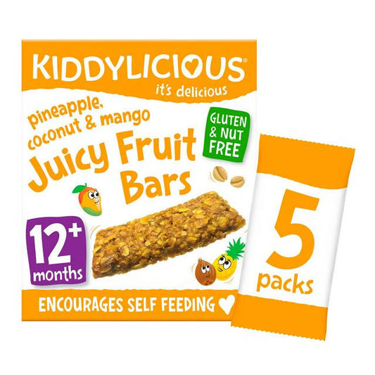 Kiddylicious Pineapple, Coconut & Mango Juicy Fruit Bars 5x20g snacks & rusks Sainsburys   