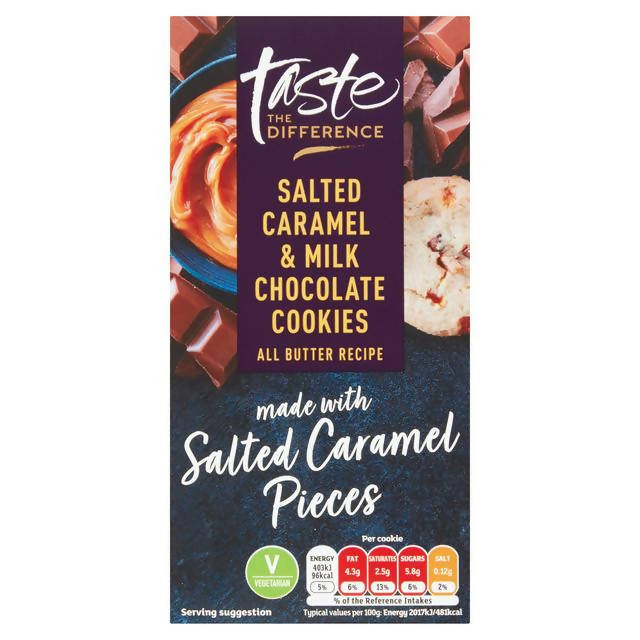 Sainsbury's Salted Caramel & Milk Chocolate Cookies, Taste the Difference 200g - McGrocer