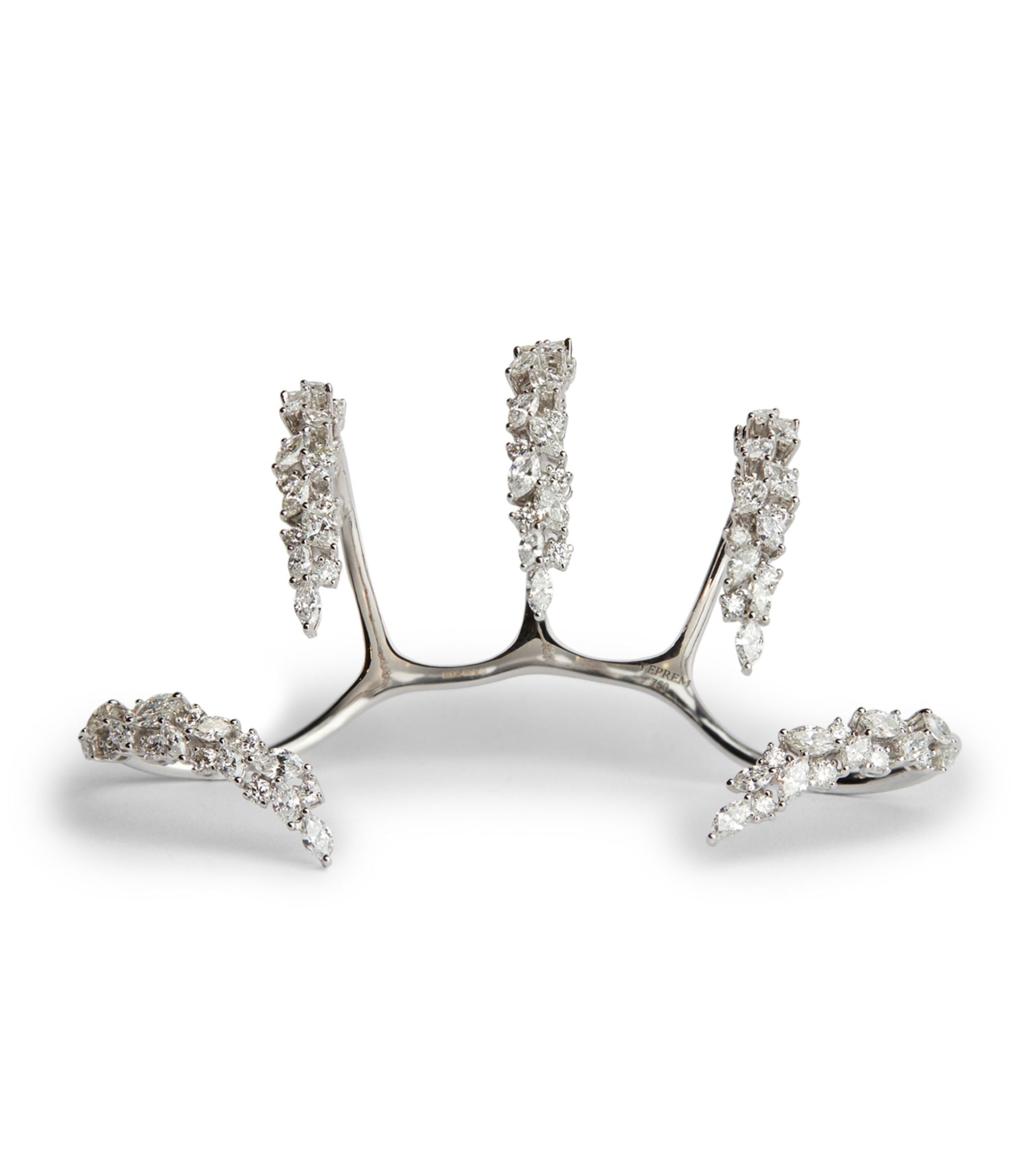 White Gold and Diamond Y-Conic Four-Finger Ring GOODS Harrods   