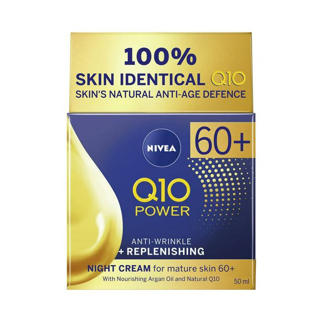 Nivea Q10 Power Anti Wrinkle 60+ Night Cream Moisturiser 50ml All Sainsburys   