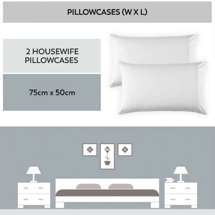 Purity Home Easy-care 400 Thread Count Cotton Pillowcases, 2 Pack in White Pillowcases Costco UK   