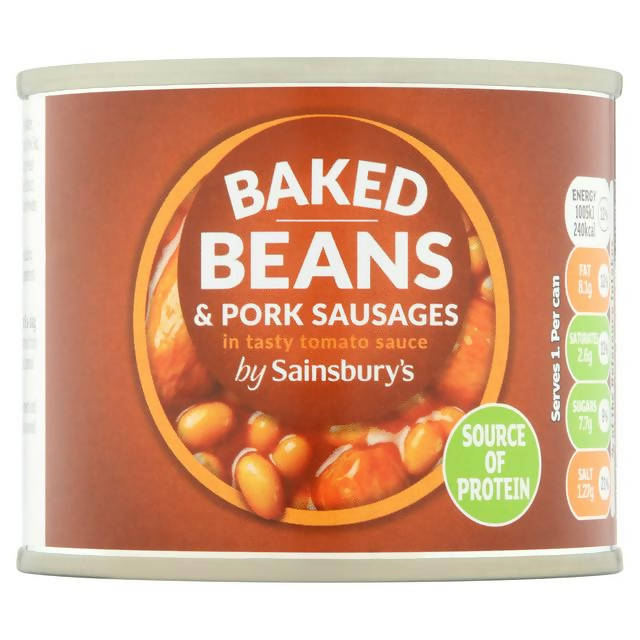 Sainsbury's Beans & Pork Sausages in Tomato Sauce 200g