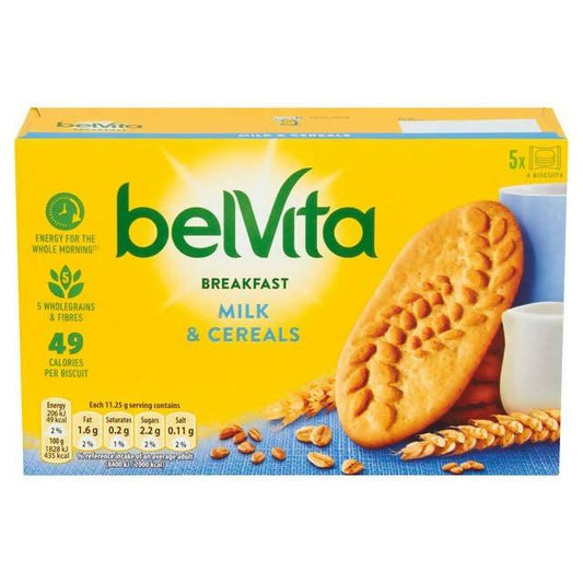 Belvita Breakfast Biscuits Milk & Cereals Multipack 5pk 225g cereal bars Sainsburys   