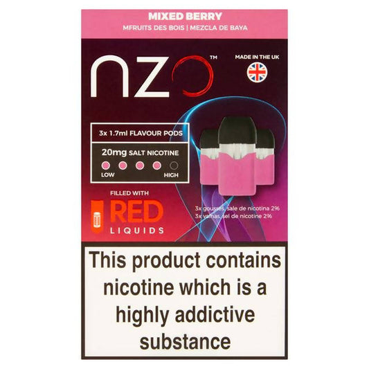 NZO Red Liquids Mixed Berry Re-Fill Cartridge Salt Nicotine 20mg smoking control Sainsburys   