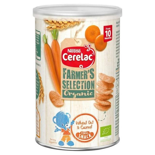 Cerelac Farmer's Selection Organic Wheat Oat & Carrot Cereal Snack from 10 Months 35g snacks & rusks Sainsburys   